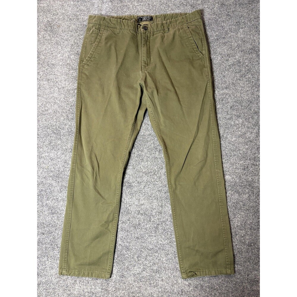 Matchstick Chino Pants Mens 38x29 Green Slim Fit Tapered Flat Front Casual